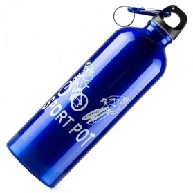 TaffSPORT Botol Minum Olahraga Aluminium 750ml Dengan Karabiner - H2GO - Blue - 4