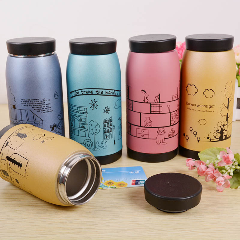  Botol  Minum Termos Motif Lukisan  Anak 220ml Thermos 