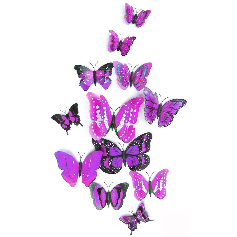 stiker hias dinding kupu kupu 12 pcs purple 2