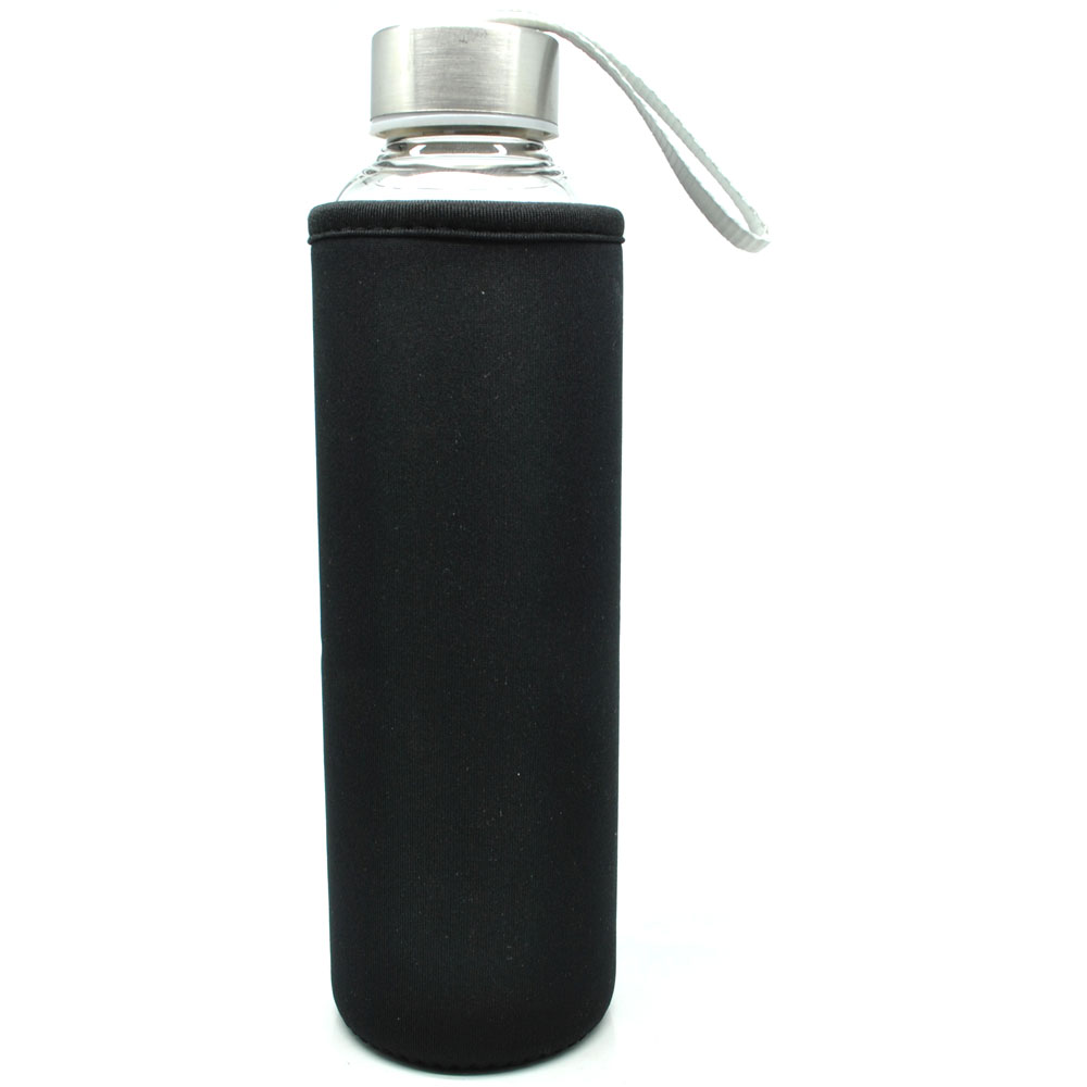  Botol  Minum Kaca Transparan 550ml Black 