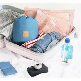 Tas Perlengkapan Kosmetik Travel Desain Barrel - Blue - 11