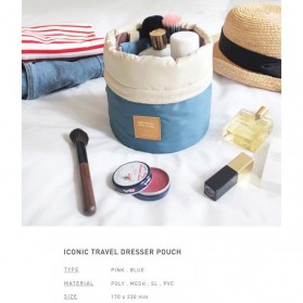 Tas Perlengkapan Kosmetik Travel Desain Barrel - Blue - 14