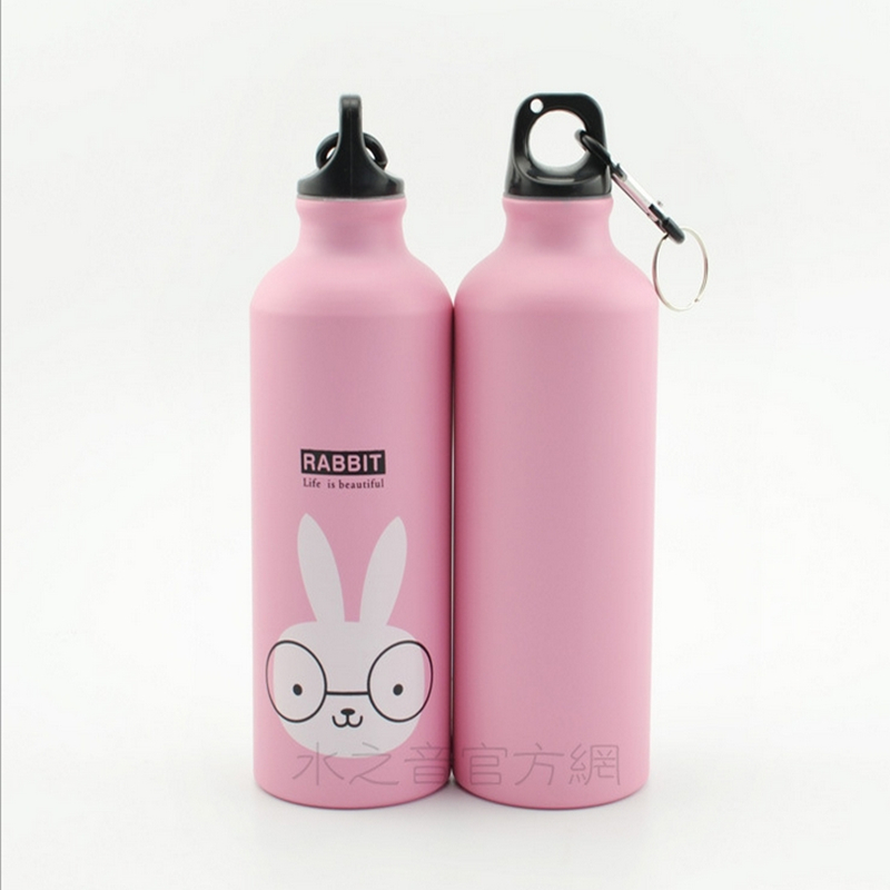  Botol Minum Kartun 500ml dengan Karabiner Pink 