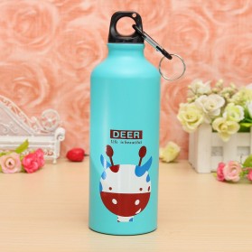 Botol Minum Kartun 500ml dengan Karabiner - Light Blue - 1
