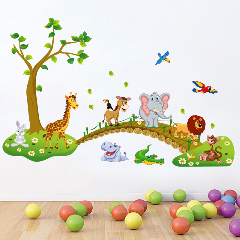 Sticker Dinding Diy Wallpaper Kids Cartoon Animal