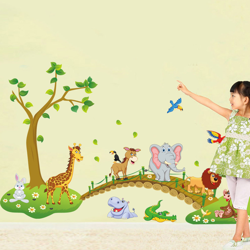 ... Sticker Dinding DIY Wallpaper Kids Cartoon Animal - Multi-Color - 2 ...