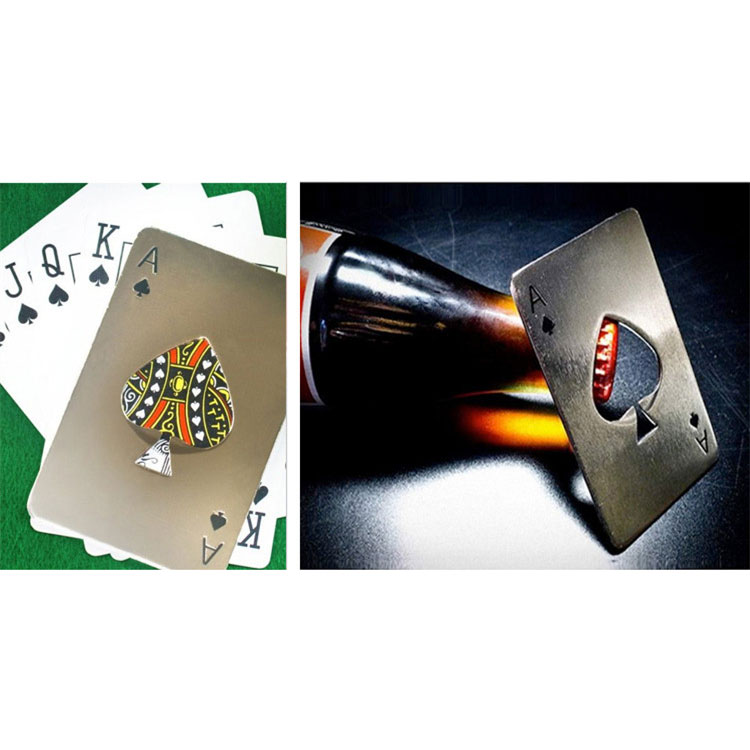 Pembuka Tutup Botol Kartu Poker Stainless Steel - RJ-A001