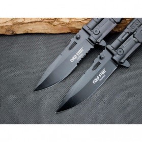 KNIFEZER Pisau Saku Lipat Portable Knife Survival Tool Cold Steel - 57HRC - Black - 2
