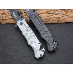 KNIFEZER Pisau Saku Lipat Portable Knife Survival Tool Cold Steel - 57HRC - Black - 4