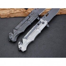 KNIFEZER Pisau Saku Lipat Portable Knife Survival Tool Cold Steel - 57HRC - Black - 5