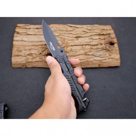 KNIFEZER Pisau Saku Lipat Portable Knife Survival Tool Cold Steel - 57HRC - Black - 8