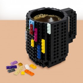 VKTECH Gelas Mug LEGO Build-on Brick - 936SN - Black