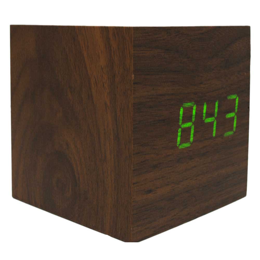 Jam Weker LED Digital Wood Clock - JK-859 - Brown 