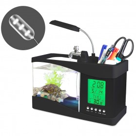 EECOO USB Desktop Aquarium Mini Fish Tank with Running Water - LS0404 - Black