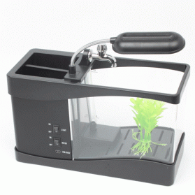 EECOO USB Desktop Aquarium Mini Fish Tank with Running Water - LS0404 - Black - 8