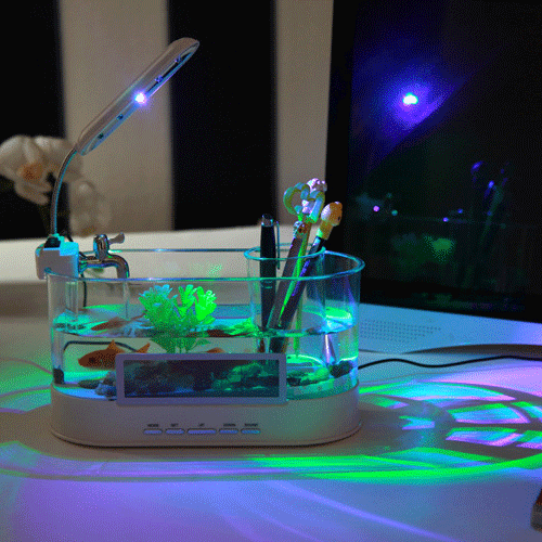 Usb Desktop Aquarium Mini Fish Tank With Running Water Ls0405