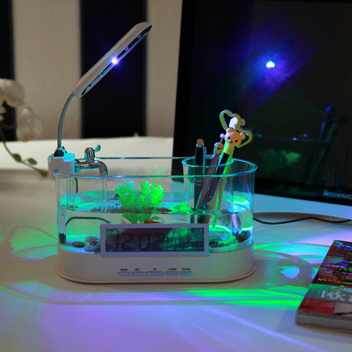 Usb Desktop Aquarium Mini Fish Tank With Running Water Ls0405