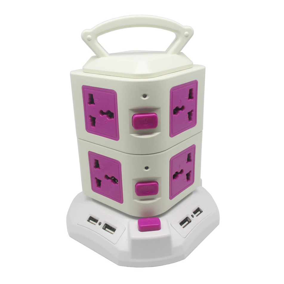 V   ertical Electrical Socket 2 Layer UK Plug with USB Port