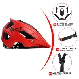 WEST BIKING Helm Sepeda Cycling Helmet Trail XC MTB - TK-YP0708078 - Black - 9