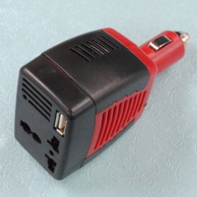 Power Car Inverter 75W 220V AC EU Plug with USB Charger 2.1A - Black/Red - 3