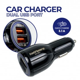 Taffware Car Charger Dual USB Port 3.1A QC3.0 - DC-681 - Black