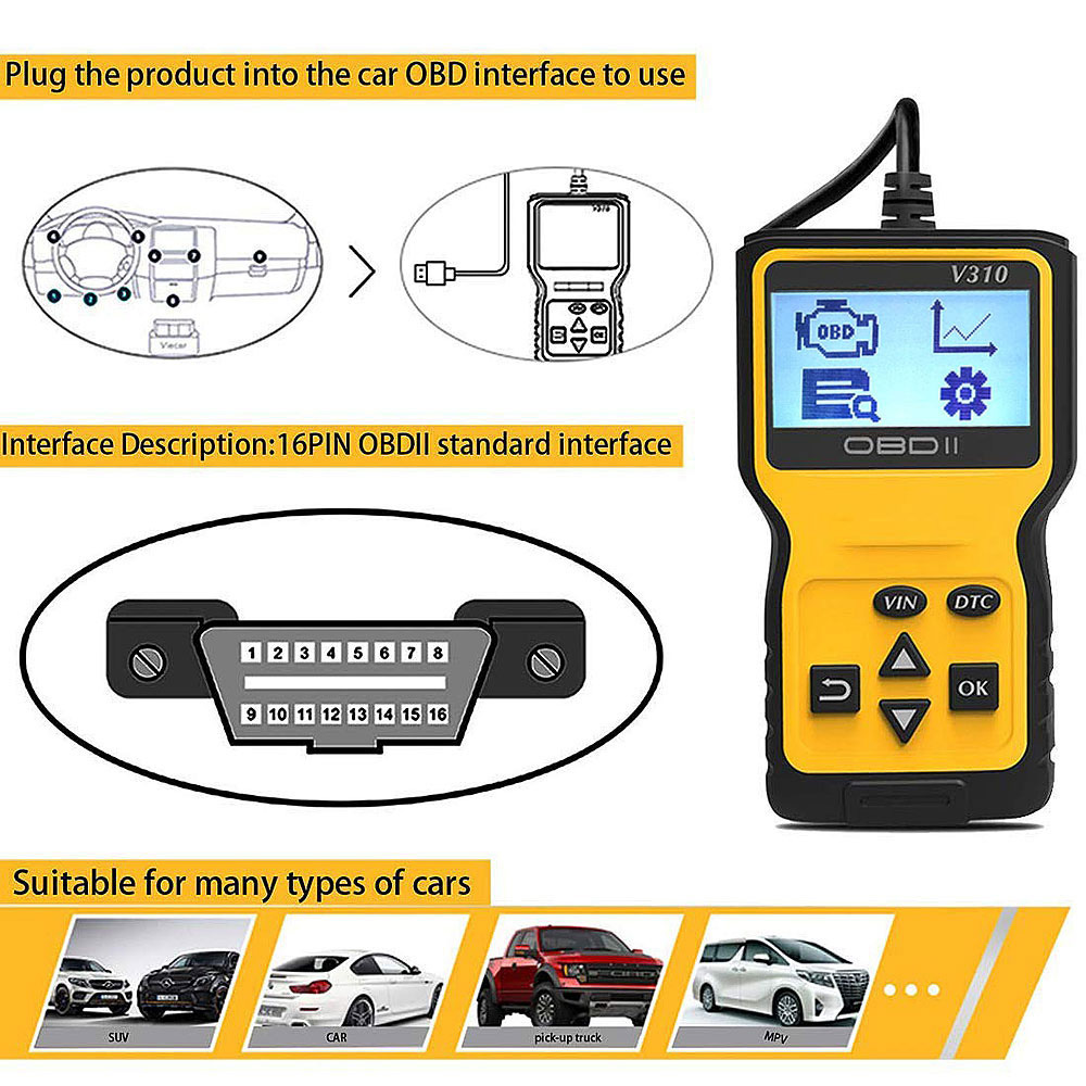 Gambar produk Kingsuda Alat OBD2 Pembaca Kode Diagnostik Mobil Otomotif Car Diagnostic Tool - V310