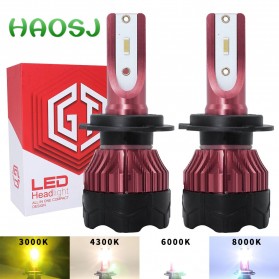 HAOSJ Lampu Mobil LED ZES Headlight 12000LM 55W 6000K H11 12V 2 PCS - K5 - Red