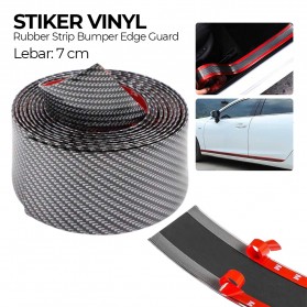 Karlor Stiker Vinyl Mobil Carbon Fiber Rubber Strip Car Bumper Edge Guard 7 x 100 CM - YSB190 - Black