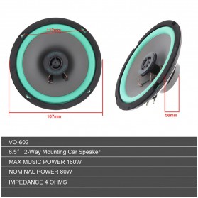 ROADSTAR Speaker Subwoofer Mobil HiFi 6.5 Inch 160W 1 PCS - VO-602 - Green - 10