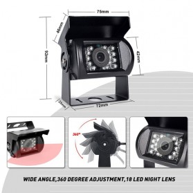 GreenYi Kamera Belakang Mobil Car Rearview Camera 18 LED Nightvision - S13 - Black - 9