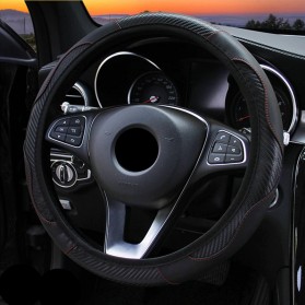 CARSUN Cover Setir Mobil Bahan Kulit Steering Wheel Cover - RZ502 - Black