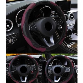CARSUN Cover Setir Mobil Bahan Kulit Steering Wheel Cover - RZ502 - Maroon