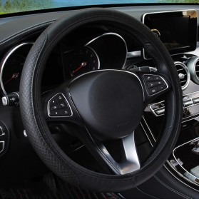 CARSOON Cover Setir Mobil Bahan Kulit Steering Wheel Cover - RZ503 - Black