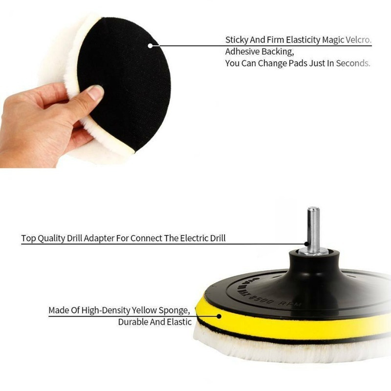 Gambar produk OTOHEROES Pad Poles Bodi Mobil Wol Buffer Waxing Polishing Wheel 5 Inch 3 PCS - DB5