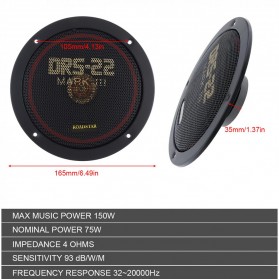 ROADSTAR Speaker Mobil HiFi 6.5 Inch 150W 2 PCS - DRS-22 - Black - 7
