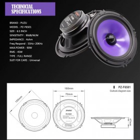 Puzu Speaker Mobil HiFi 6.5 Inch 90W 2 PCS - PZ-F6501 - Purple - 9