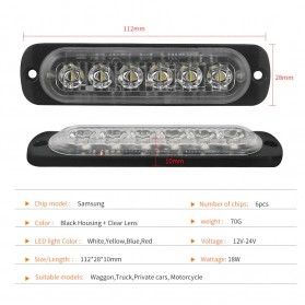 CRABX Lampu LED Lampu Peringatan Mobil Truk Warning Light 6LED 12-24V -  SC888 - Black - 7
