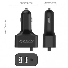 Orico Car Charger 2 Port 52W with Extension 3 Port QC3.0 - UCP-5P - Black - 4