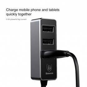 Baseus Enjoy USB Car Charger 3 Port 5.5A - CCTON-01 - Black - 5