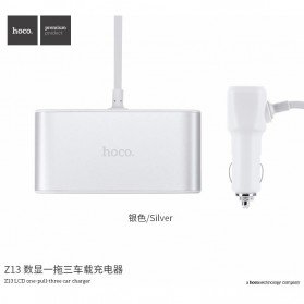 Hoco USB Charger Mobil 2 Port dan 3 Lighter Slot 2.1A - Z13 - Silver - 4