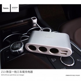 Hoco USB Charger Mobil 2 Port dan 3 Lighter Slot 2.1A - Z13 - Silver - 6