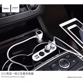 Hoco USB Charger Mobil 2 Port dan 3 Lighter Slot 2.1A - Z13 - Silver - 7