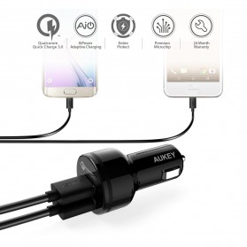 Aukey USB Car Charger 2 Port 36W with QC 3.0 & AiPower - CC-T8 - Black - 5