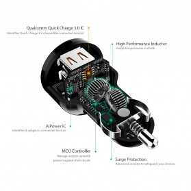 Aukey USB Car Charger 2 Port 36W with QC 3.0 & AiPower - CC-T8 - Black - 6