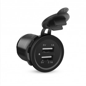 Motorcycle USB Charger 2 Port - 042557 - Black - 1