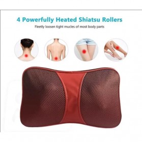 Bantal Pijat Shiatsu Car Heat Neck Massage Pillow - 8028 - Red - 4