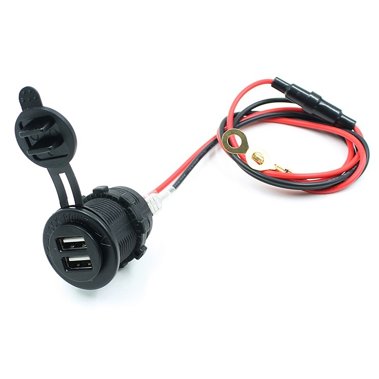 dual usb port charging 12 24v for motorcycle black dual usb port charging 12 24v for motorcycle black