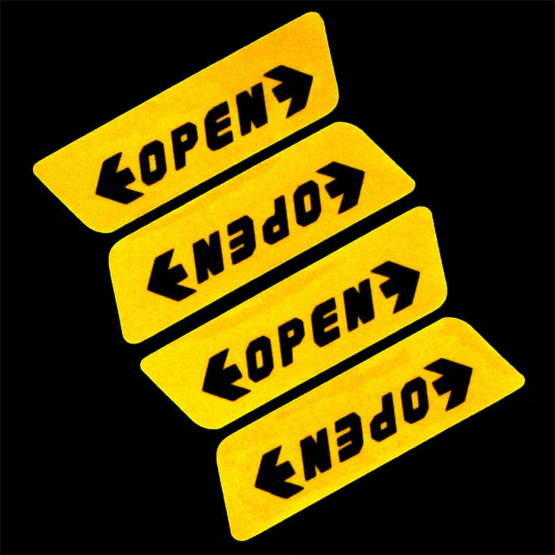  Stiker  Reflective Pintu  Mobil  OPEN Warning Door Yellow 