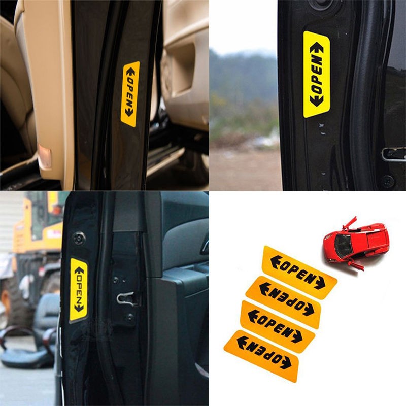  Stiker  Reflective Pintu  Mobil  OPEN Warning Door Yellow 