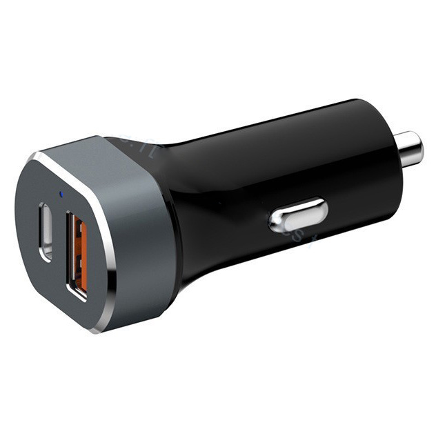 USB Car Charger 2 Port USB Type C & USB QC 3.0 - Black - 8